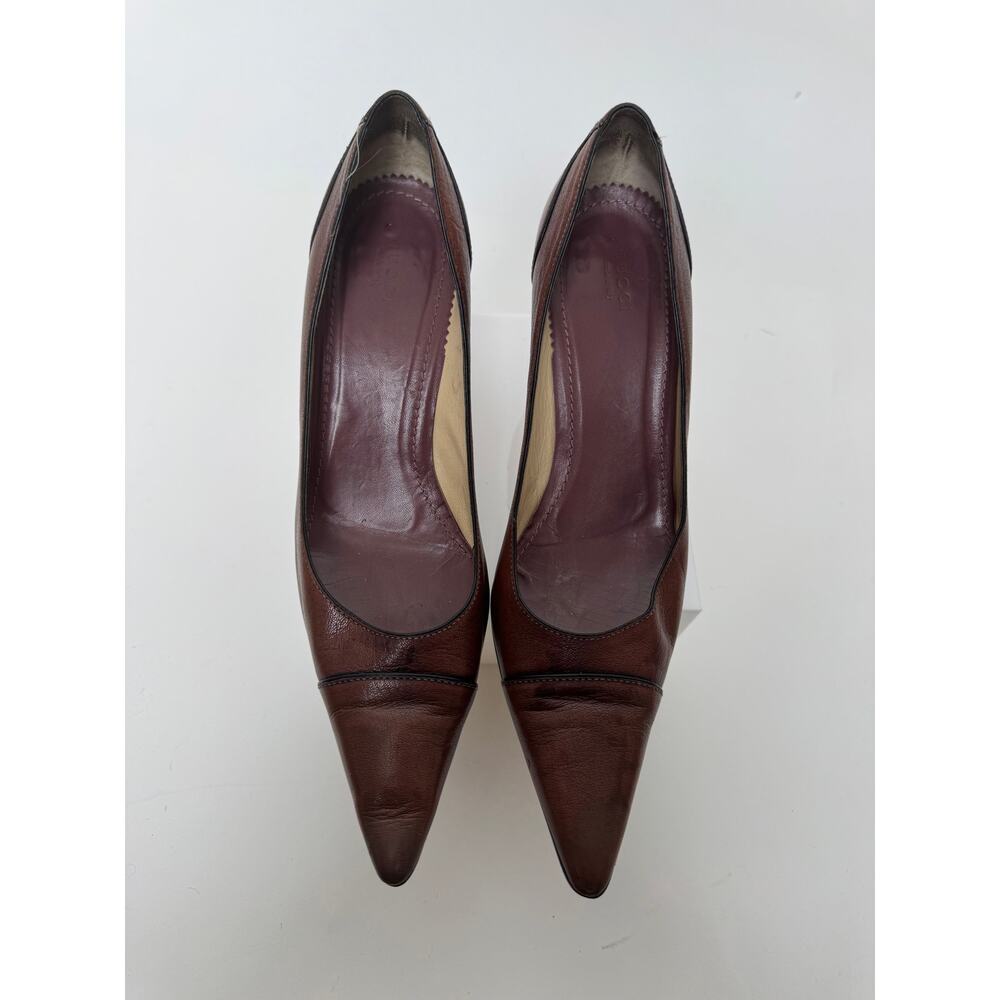 Gucci Brown Leather Pump Heels Size 11 - Picture 8 of 11